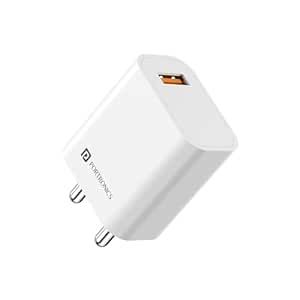 Portronics Adapto One Plus 18w 3A Mach USB Fast Charging Adaptor with 1M Type C Charging Cable, Compatible for iPhone 11/Xs/XS Max/XR/X/8/7/6/Plus, iPad Pro/Air 2/Mini 3/Mini 4, Samsung S4/S5(White)