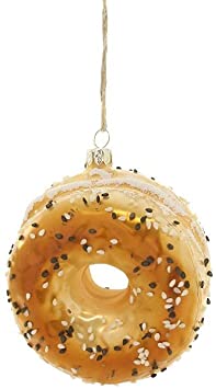 Cody Foster Everything Bagel Breakfast Faux Food Glass Christmas Ornament