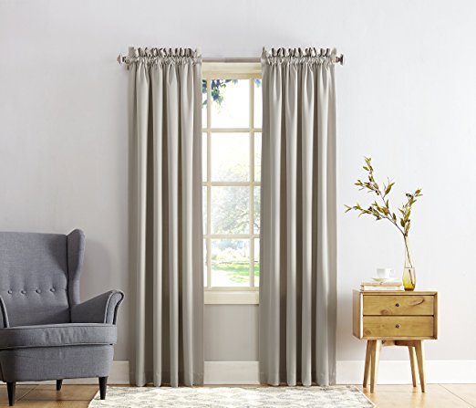 Sun Zero Barrow Energy Efficient Rod Pocket Curtain Panel, 54" x 84", Stone Beige