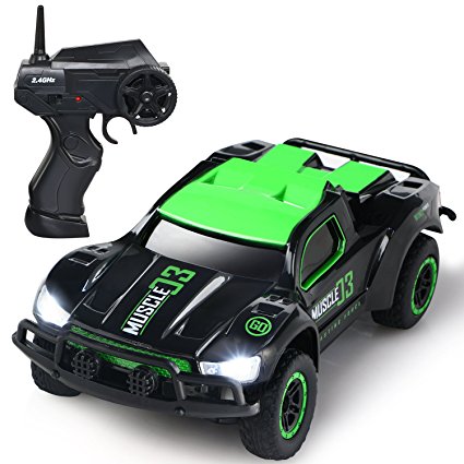 SGILE 2.4Ghz High Speed RC Drifting Car Toy for Boy Kids Adults, Rechagable Fast Off-road LED Vehicle Racer for Birthday Gift Present, Green