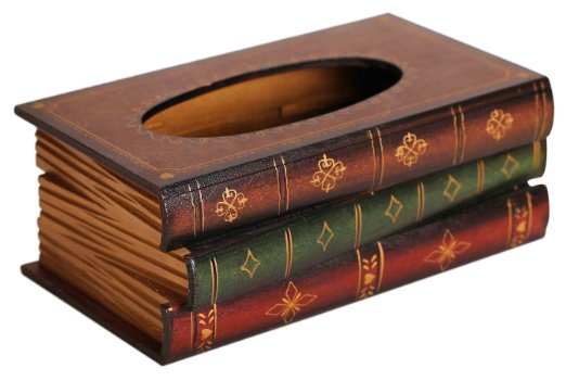 Outop Elegant Hand Crafted Wooden Scholar's Antique Book Tissue Box Dispenser