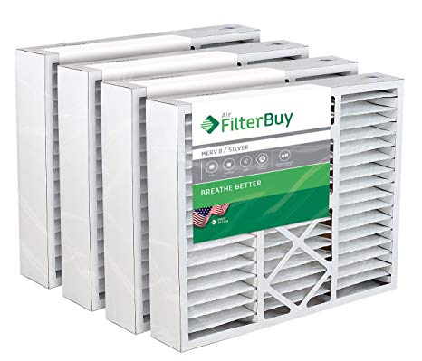 FilterBuy 21x21x5 Rheem Ruud PD540018 Compatible Pleated AC Furnace Air Filters (MERV 8, AFB Silver). Fits air cleaner models RXFH-E21AM10 RXFH-E21AM13. 4 Pack.