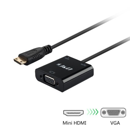 JampD Mini HDMI to VGA Adapter Cable Converter Black Adapter