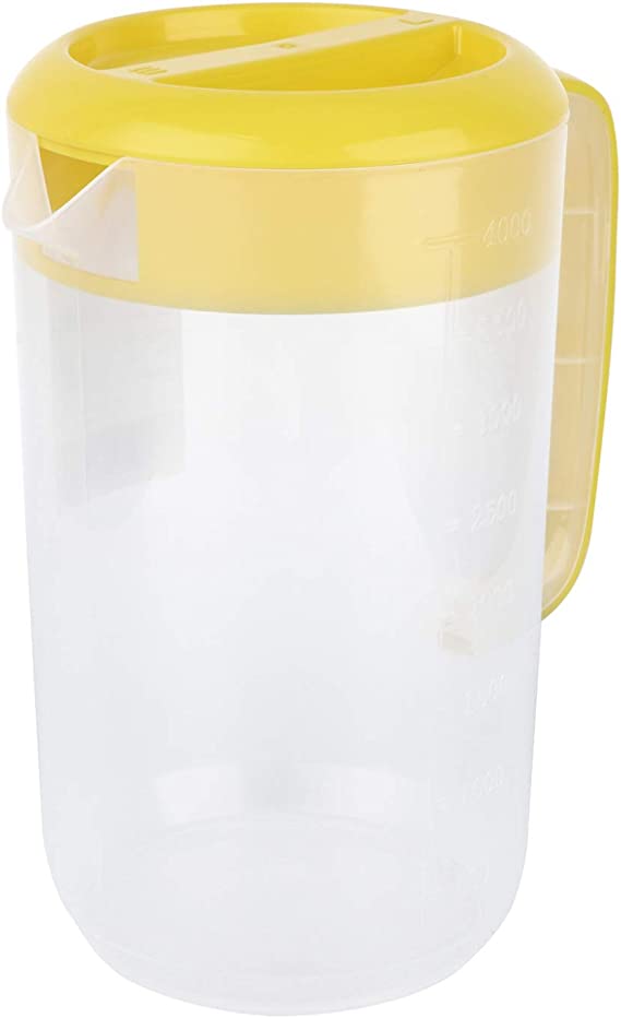 Hemoton 4000ML Plastic Pitcher Iced Tea Pitcher with Lid and Handle Heat Resistant Hot Cold Water Carafe Water Pitcher Water Jug for Juices Beverage Camping Picnics