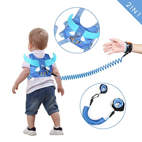 KWANITHINK Toddler Leashes for Walking, Kids Safety Harness   Anti Lost Wrist Link, Safety Baby Leash Kid Leash Age 1-6 Years (Blue)