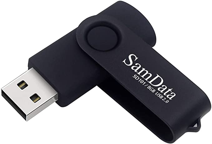 SamData USB Flash Drive 8GB 1 Pack USB 2.0 Thumb Drive Swivel Memory Stick Data Storage Jump Drive Zip Drive Drive with Led Indicator (Black, 8GB-1Pack)