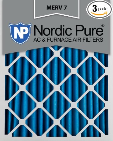 Nordic Pure 18x20x2M7-3 MERV 7 Pleated AC Furnace Air Filter, 18x20x2, Box of 3