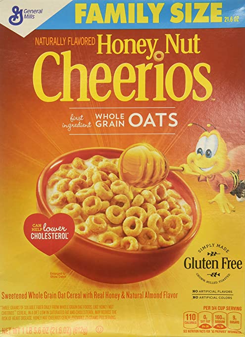 General Mills Honey Nut Cheerios Gluten Free Cereal Family Size 21.6 oz Box (Pack of 2)