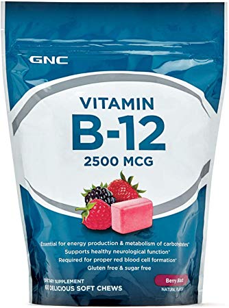 GNC Vitamin B-12 2500 MCG Soft Chews, Berry Blast, 60 ea