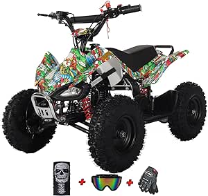 X-PRO Thunder 40 ATV 4 Wheelers 40cc ATV Quads Quad with Gloves, Goggle and Face Mask (Cartoons)