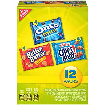 Nabisco Snack Pack Variety Mini Cookies Mix with Oreo Mini, Mini Chips Ahoy & Nutter Butter Bites, 12 Count Box, 12 Ounce