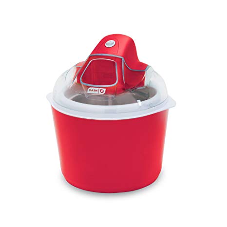 DASH DIC001RD Deluxe Ice Cream Frozen Yogurt & Sorbet Maker with Easy Ingredient Spout, Double-Walled Insulated Freezer Bowl & Free Recipes, 1 Quart, Red