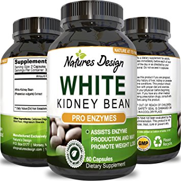 Pure White Kidney Bean Extract- 100% Effective and Optimized for Weight Loss - Carb Blocker and Prevents Fat From Forming - USA Made By Natures Design