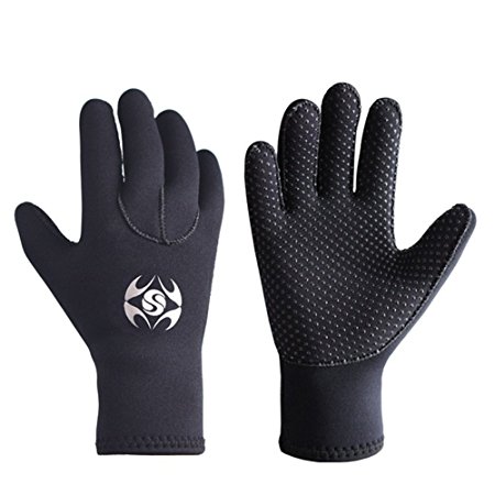 Diving Gloves Neoprene Wetsuits Five Finger Gloves 3MM Anti Slip Flexible Thermal Material for Snorkeling Swimming Surfing Sailing Kayaking Diving