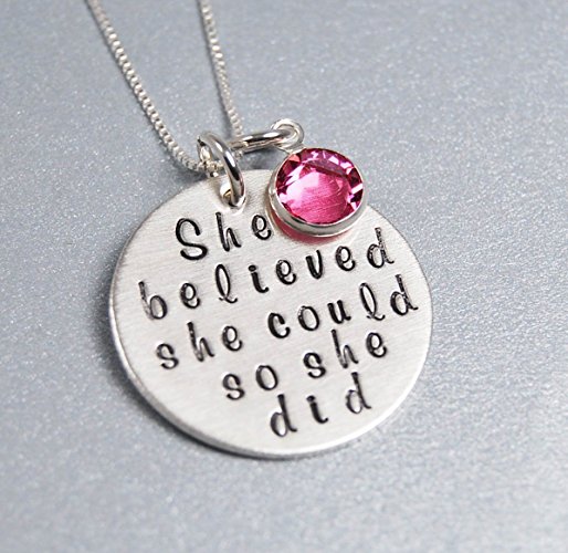 Inspirational Hand Stamped Jewelry, Sterling Silver, She Believed She Could, So She Did!!! Graduation Gifts!