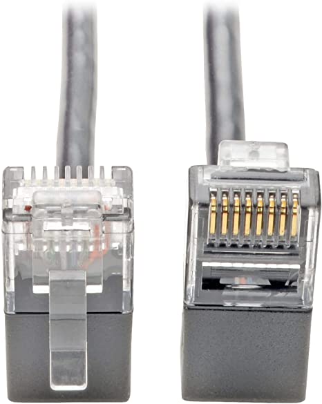 TRIPP LITE Cat6 Gigabit Patch Cable Snagless Right-Angle Utp Slim, 2', Gray (N201-SR2-GY)