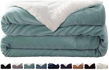 LIANLAM Sherpa Fleece Blanket Twin Size Dual Sided Blanket Super Soft and Warm Fuzzy Plush Cozy Luxury Bed Blankets Microfiber (Turquoise, 65"x90")