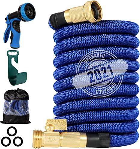 200 ft Expandable Garden Hose,2021 Upgraded Lightweight Expanding Hose,Strongest Flexible Water Hose ,10 Functions Sprayer with Double Latex Core, 3/4" Solid Brass Fittings, Extra Strength Fabric