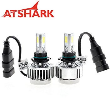 Atshark 72W 6600LM 9006 LED Headlight / Headlamp Conversion Kit 3 COB LED 6000K White Super Bright- Replaces Halogen & HID-2 Pack