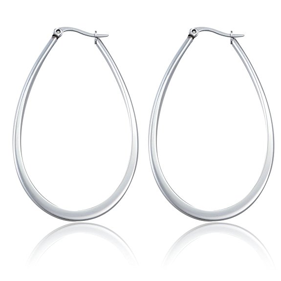 Besteel Stainless Steel Womens Teardrop Earrings Hoops 40MM 50MM 60MM