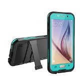 Galaxy S6 Waterproof Case Dust Proof Snow Proof Shock Proof Case with Touched Transparent Screen Protector Heavy Duty Protective Carrying Cover Case for Samsung Galaxy S6-Teal