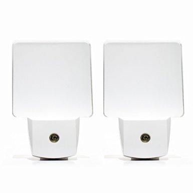 Ultra Bright LED Night Light 2 Pack | Includes Dusk to Dawn Sensor to Reduce Energy (White) | LED Wall Lamp for a Baby's Room Nursery
