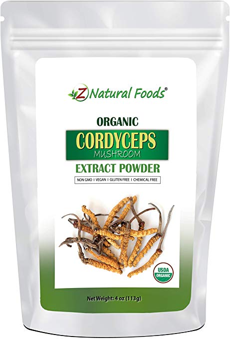 Organic Cordyceps Mushroom Powder - 4:1 Extract - Boost Energy & Stamina - Enhance Athletic Performance - Natural Nootropic - Our Cordyceps Militaris is Vegan, Non GMO, Gluten Free - 4 oz