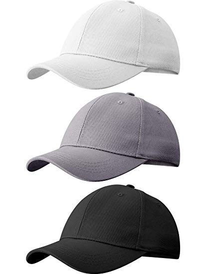 Honoson 3 Pieces Unisex Toddler Kids Children Plain Cotton Baseball Cap Adjustable Low Profile Baseball Hat