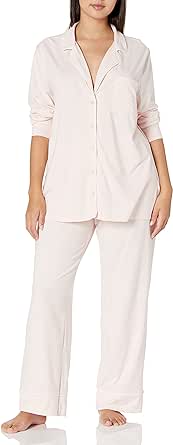 Amazon Essentials Women's Cotton Modal Long-Sleeve Shirt and Full-Length Bottom Pajama Set