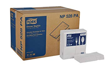 Tork Advanced NP528PA Soft Dinner Napkin, 2-Ply, 1/8 Fold, 15" Width x 17" Length, White (Case of 28 Packs, 100 per Pack, 2,800 Napkins)
