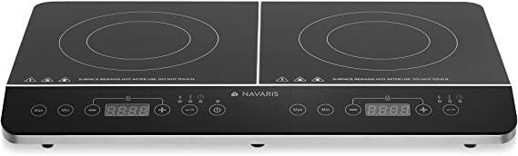 Navaris Double Induction Cooktop - Portable Dual Countertop Electric Stove Burner Cook-Top Hot Plate with 2 Hobs for Cooking - 24 x 14 x 3 Inches