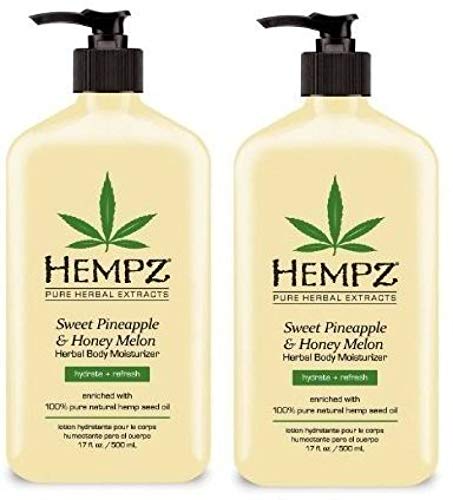 Hempz Natural Herbal Body Moisturizer: Sweet Pineapple & Honey Melon Skin Lotion (17 oz 2 pack)