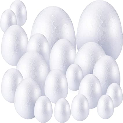 20 Pieces 6 Sizes Craft Foam Egg Easter Foam Egg White Egg Easter Smooth Egg Natural Polystyrene Egg Foam Handmade Egg Ball for Painting Easter Craft Decoration