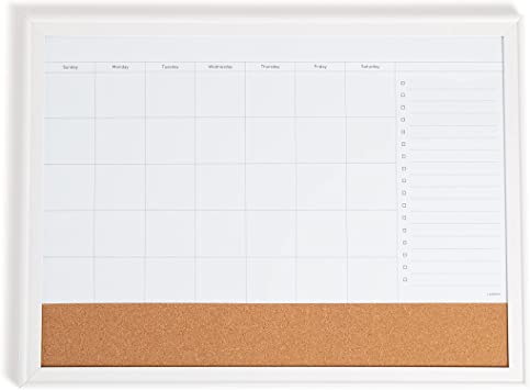U Brands White MDF Dry Erase Wall Planning Calendar, 17” x 23”, 3215U00-04