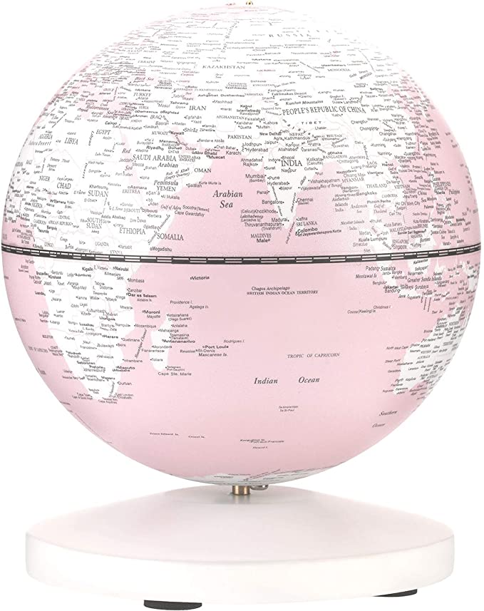 FUN GLOBE 3 in 1 Illuminated World Globe Desktop Decoration Geographic Interactive Earth Globes Office Supplies Holiday Gift with Adjustable LED & Light Music for Kids & Adult Pink 5 in