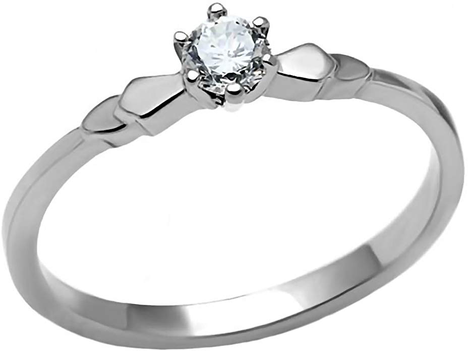 1000 Jewels Posie: 0.20ct Brilliant-Cut Russian Ice on Fire CZ Petite Engagement Ring 316 Steel, 3257A
