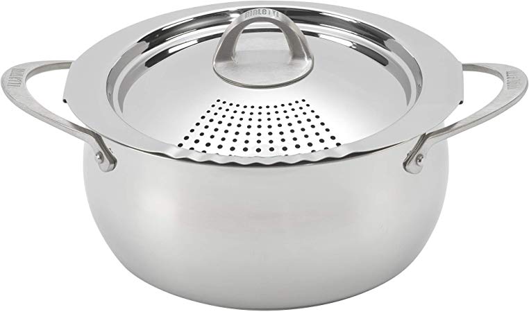 Bialetti 07593 Oval 6 Quart Multi-Pot with Strainer Lid, whole pasta, corn, lobster, Stainless Steel