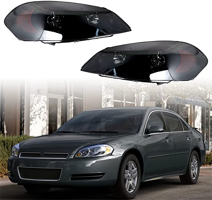 munirater Headlights Assembly Black Housing Clear Lens Replacement for 2006-2013 Impala, 2006 2007 Monte Carlo Amber Reflector Left & Right Side