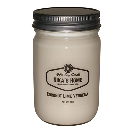Nika's Home Coconut Lime Verbena Soy Candle - 12oz Mason Jar