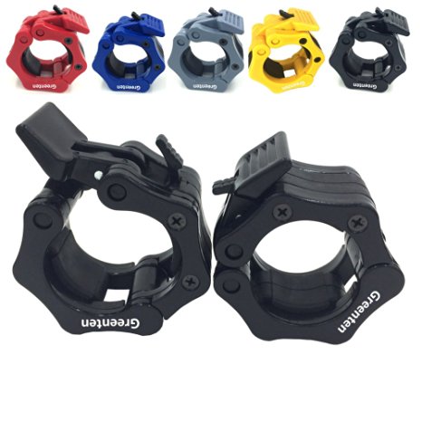 Greenten 2 Inch Barbell Clamps Quick Release Pair of Locking 2" Inch Pro ABS Locking Olympic Workout Professional Barbell Secure Snap Latch for 2-Inch Diameter Olympic Size Bars/Bar
