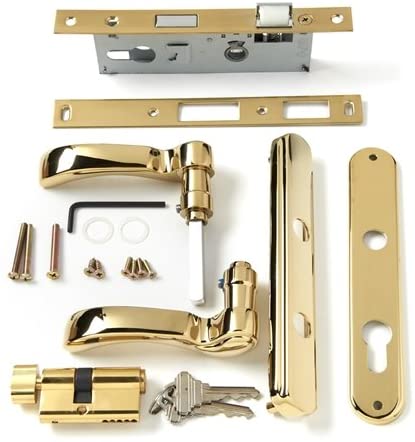 Andersen Storm Door Handle Assembly in Brass Finish Traditional Style for 1 1/4" OR 1 1/2" Thick ANDERSEN Aluminum Storm Doors Manufactured After 2004