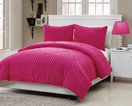 VCNY Rose Fur 2-Piece Comforter Set, Twin, Pink