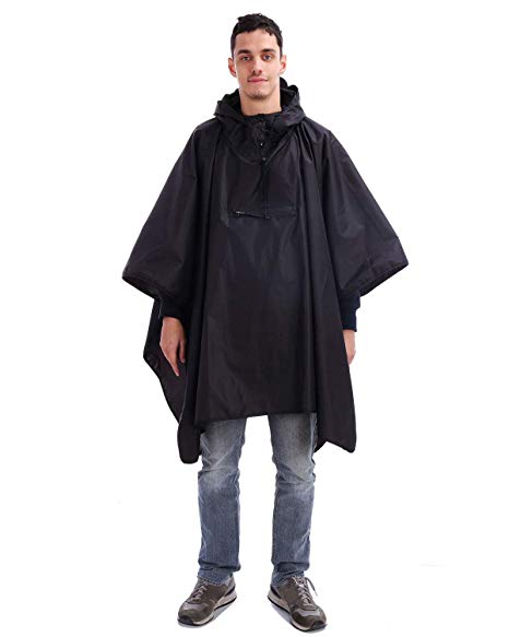 Andake Reusable Rain Poncho with Hood Portable Light Raincoat Geal for Walking Hiking