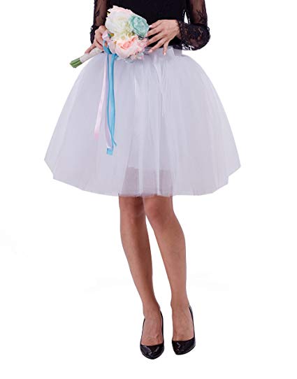 Women's High Waist Princess Tulle Skirt Adult Dance Petticoat A-line Wedding Party Tutu