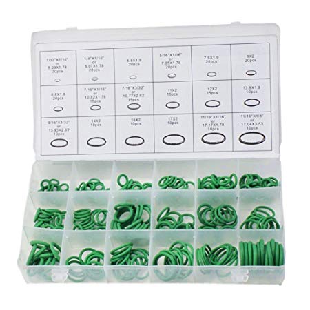 BaiFM 18 Sizes Car Air Conditioning Compressor O Ring Rubber Seals Tool Kit 270pcs Assortment Kit (Green)