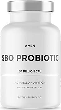Amen SBO Probiotics 50 Billion CFU Probiotics for Women, Men and Adults, Natural, Shelf Stable Probiotic Supplement with Organic Prebiotics, Soil Based Organisms, 60 Capsules