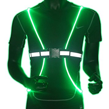 Reflective Safety Led Vest Belt With Led Fiber Optics - DoerDo - Constant And Strobe Light For Running, Walking, Cycling, Snowboarding - Adjustable, Lightweight, Waterproof - for Men, Women and Kids
