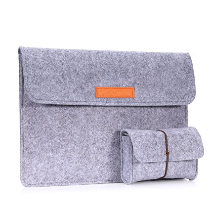 MoKo 13.3-Inch Sleeve Bag, for Macbook Pro 13.3"(2017 / 2016) / MacBook Air 13.3" / iPad Pro 12.9 2017 / Samsung Notebook 9 / 9 Spin 13.3" / Surface Laptop, with Small Felt Bag - Light Gray