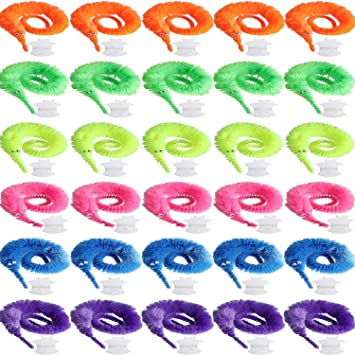 Tayarana Soft Magic Worms Toy Wiggly Jiggly Worms Twisty Fuzzy Worms on String Carnival Party Favors (60 pcs)