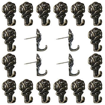 Welldoit Zinc Alloy Rose Push Pin Hanger Pack of 20 (Bronze)